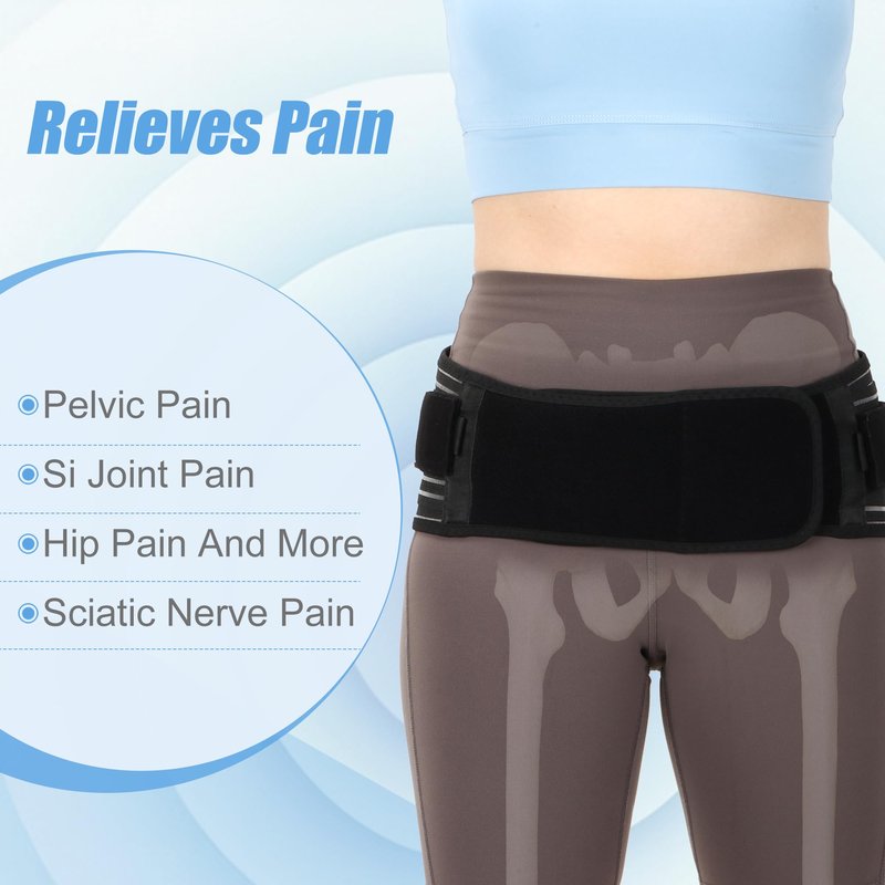NIdreamCE Sacroiliac SI Joint Hip Belt for Sciatica, Lower Back, Leg & Pelvic Pain Relief - Adjustable Sacroiliac Belt Support Brace for Women and Men (Black)