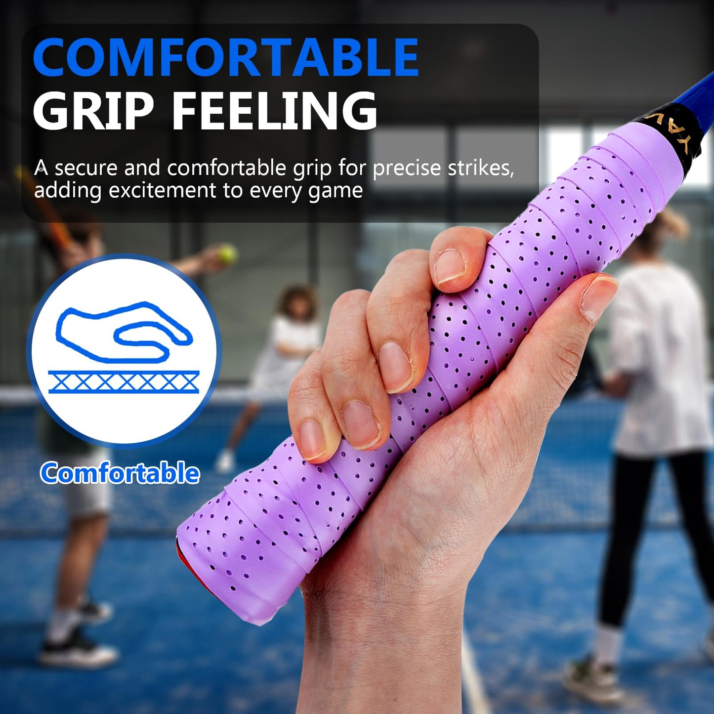 Ymapinc 6 Pcs Professional Grip Tape Anti Slip Perforated Absorbent Tennis Pickleball Overgrip Badminton Overgrip Breathable, Quick Dry
