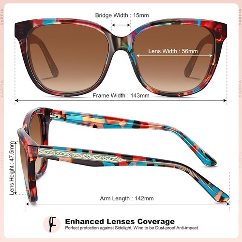 CARFIA Polarized Sunglasses for Women - UV Protection & Retro Italian Design | Stylish Driving Shades