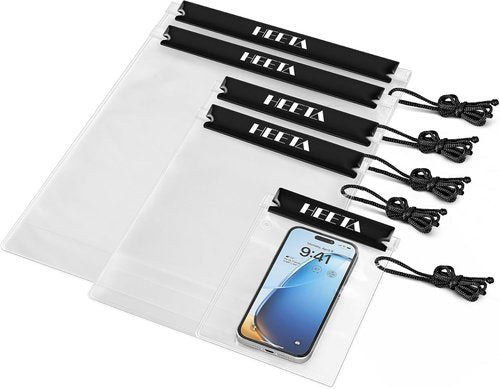 HEETA 5-Pack Clear Waterproof Dry Bags - Water-Tight Cases for Documents, Phones & Maps | Ideal for Kayaking & Boating