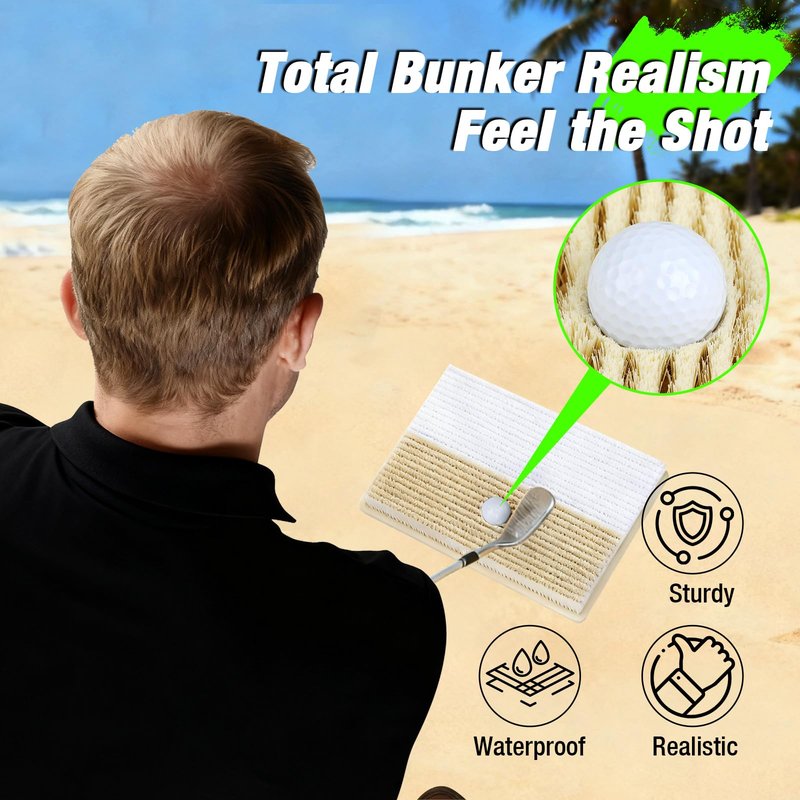 Angooni 15.7" x 11.8" Golf Bunker Mat - Portable & Sturdy High-Performance Golf Practice Mat for Bunker Shots, Indoor & Outdoor Sand Chipping Mat- Perfect for Beginners, Pros, and Simulator Training