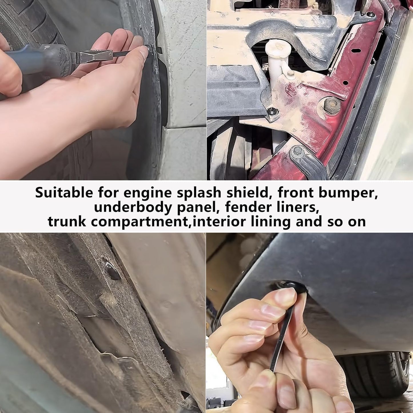 150PCS Nylon Universal Cable Tie Buckle – Cable Tie Buckles & Zip Tie Clips – Tool-Free T‑Shaped Zip Clips & Round Lock Clips Used for Automotive or Daily Automatic Fixation