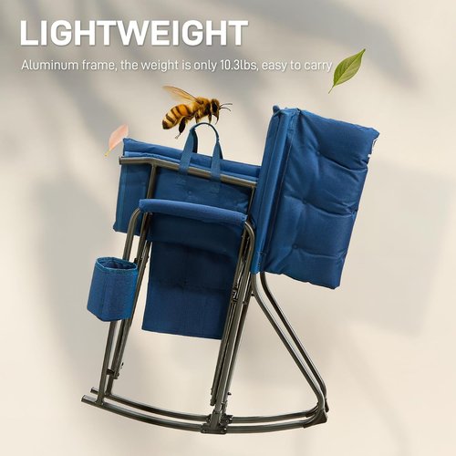Ever Advanced Lightweight Folding Rocking Camping Chair - Padded Portable Rocker for Outdoors, Blue