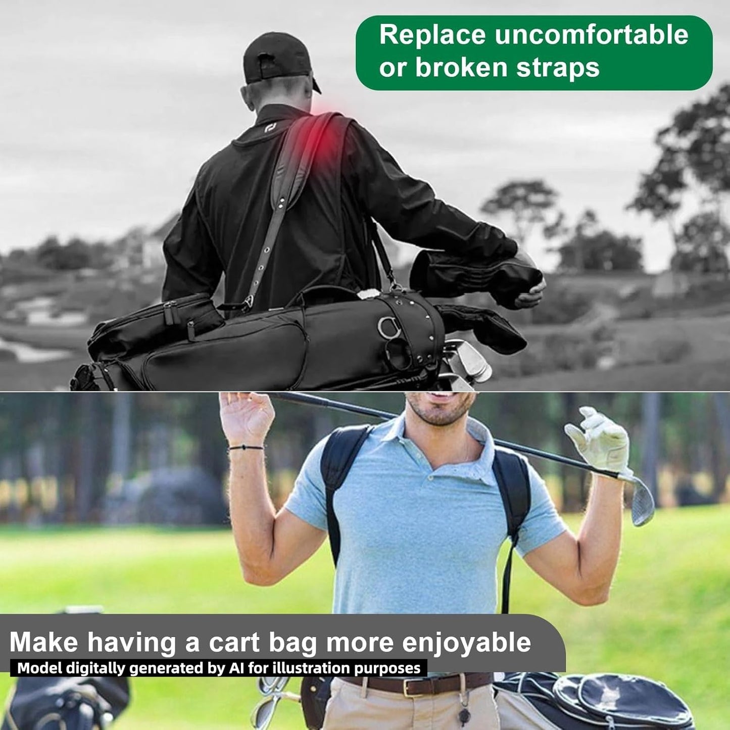 Golf Bag Straps Replacement,Adjustable Strap Padded Golf Carrying Bag Strap,Golf Bag Accessories for Men,Women