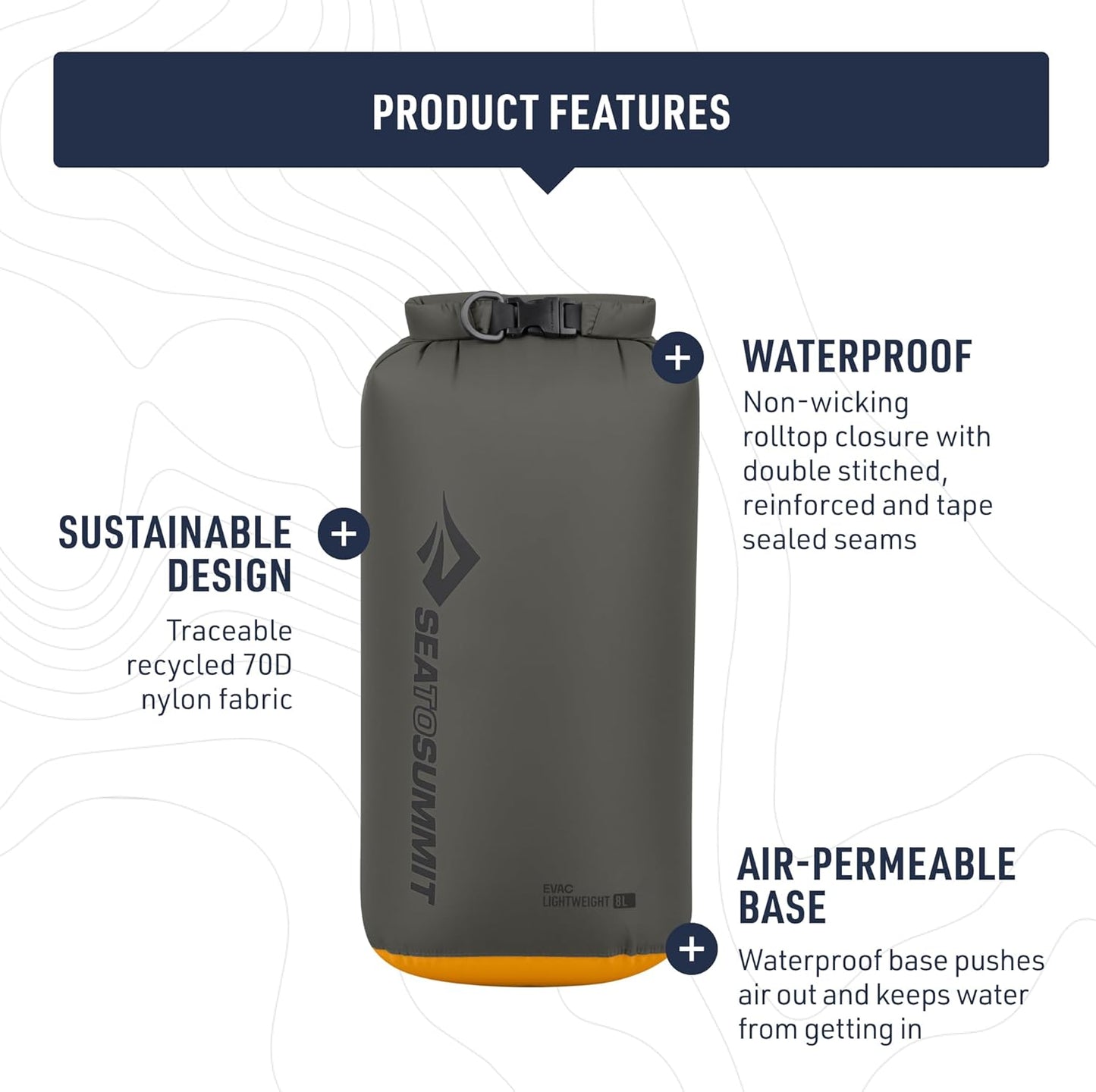 Sea to Summit eVac Dry Bag - Roll-Top Compression Sack, 3L, Beluga Black for Ultimate Waterproof Storage