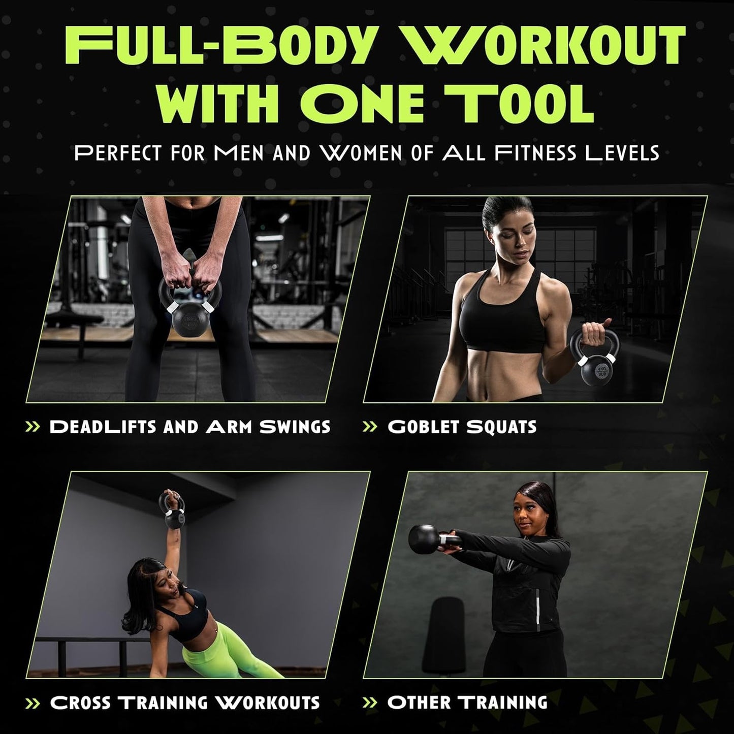 Rage Fitness Cast Iron Kettlebell - Powder Coated, Wide Handle for Core & Glute Workouts | Strength & Endurance