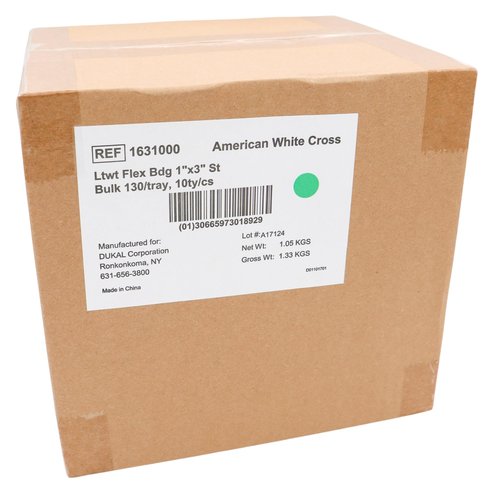 American White Cross Flexible Fabric Bandages, 1" x 3", Box of 1300