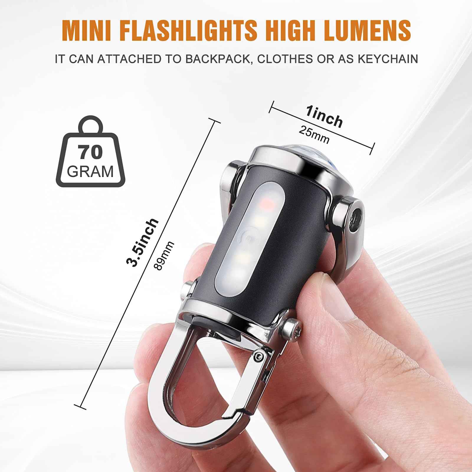 Ciwuzxs Rechargeable Keychain Flashlights, 800 Lumens EDC Mini Flashlights, COB Keychain Work Light Flashlights 7 Light Modes, Bright Mini Keychain Light for Walking, Searching and Hiking
