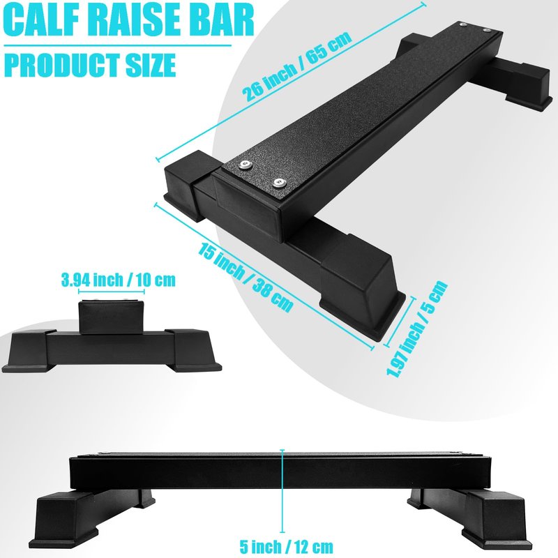 Steel Calf Raise Bar, Standing Calf Raise Platform Machine, Calf Raise Block Rack for Calf Stretching, Squat, Foot Stretch (26 inch)