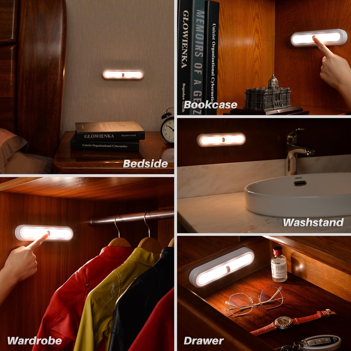 STAR-SPANGLED 3 Pack 7” Dimmable Push Tap Lights, Stick on LED Touch Lights AAA Battery Operated for Kitchen, Closet, Under Cabinet, 3 Color Modes