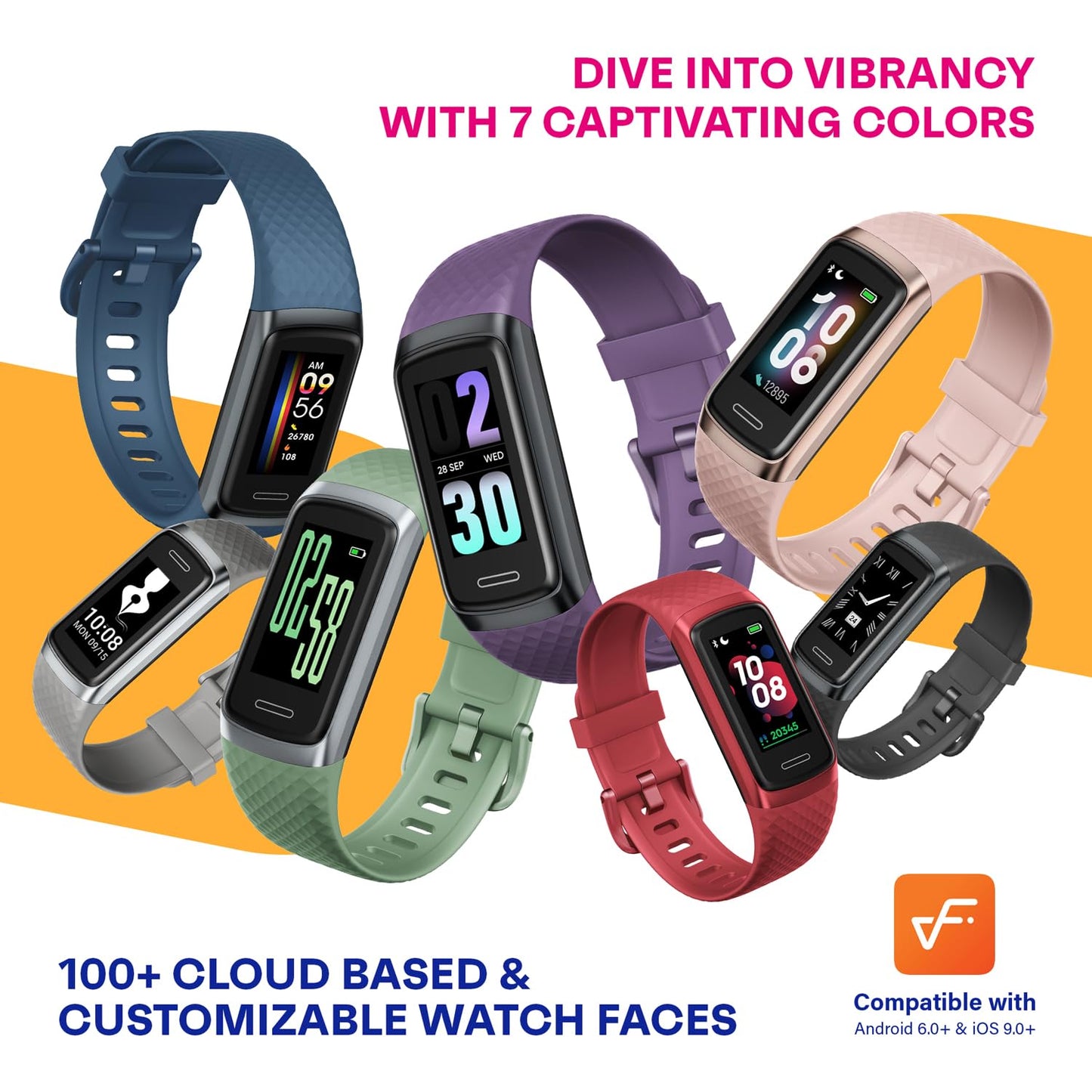 OCTANDRA Active 2 VeryFit Fitness Tracker Heart Rate SpO2 Blood Oxygen Saturation Sleep Monitor 1.05" Screen Activity Step Counter Pedometer IP68 Waterproof Smart Watches for Men Women (ID155) (Grey)