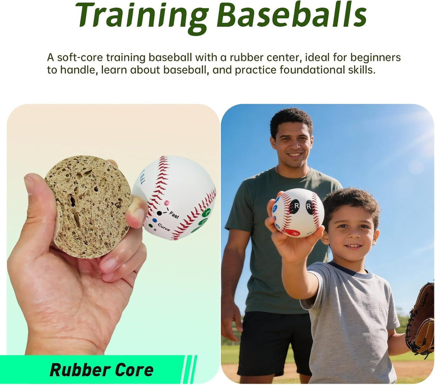 Skiennix Pitching Grip Trainers - 3-Piece Set with Glow in the Dark Baseball for Beginners