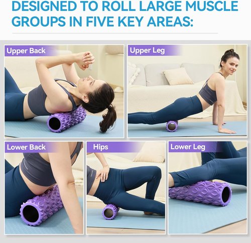 Foam Roller - 15-Inch Deep Tissue Massager for Muscle Relief | Myofascial Release & Stretching (Purple)