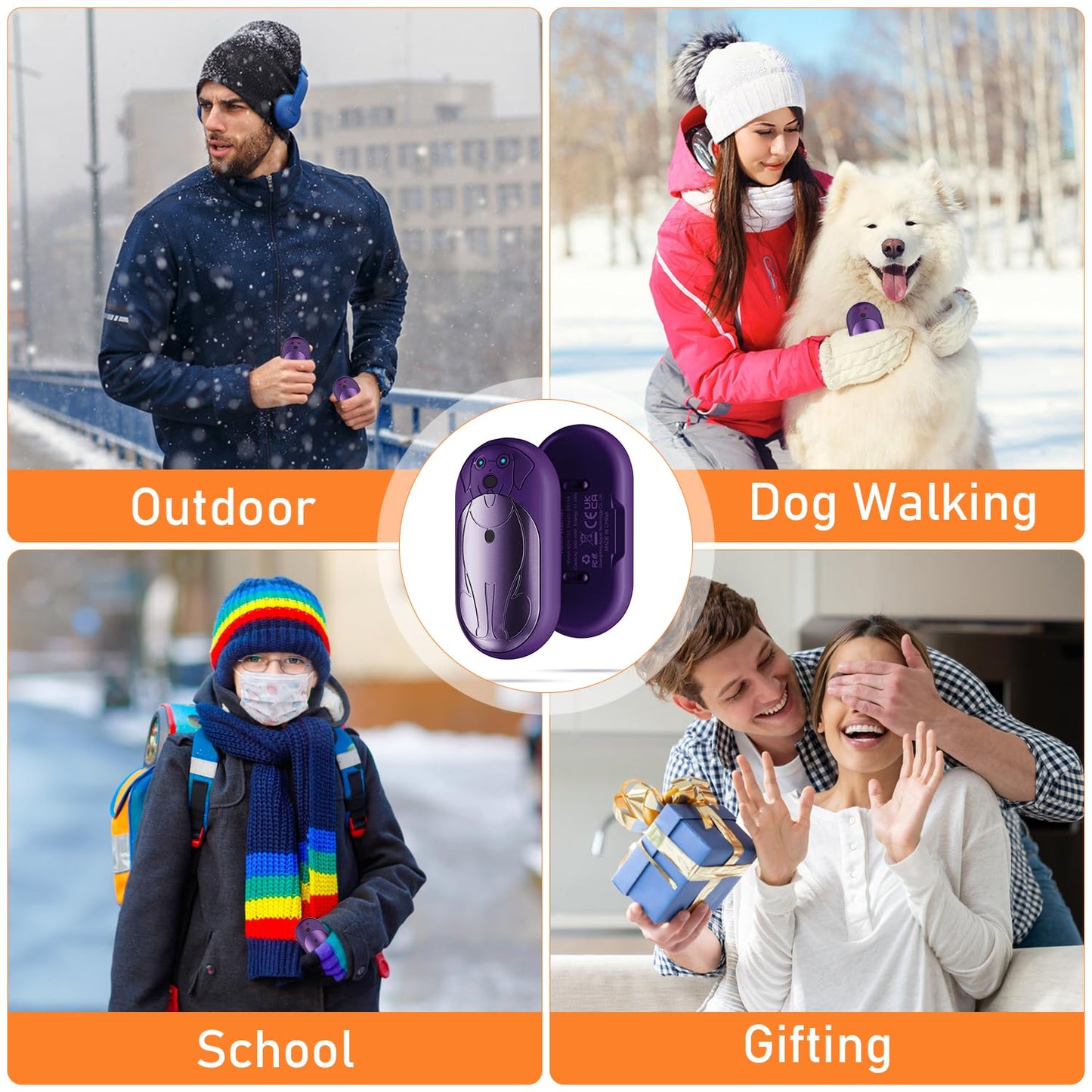 AI Hand Warmers Rechargeable 2 Pack, 6000mAh Electric Pocket Heater with 20H Heating, 3 Levels, Snap-On 2-in-1 Design, Winter Gift for Men & Women, Hiking, Hunting, Outdoor