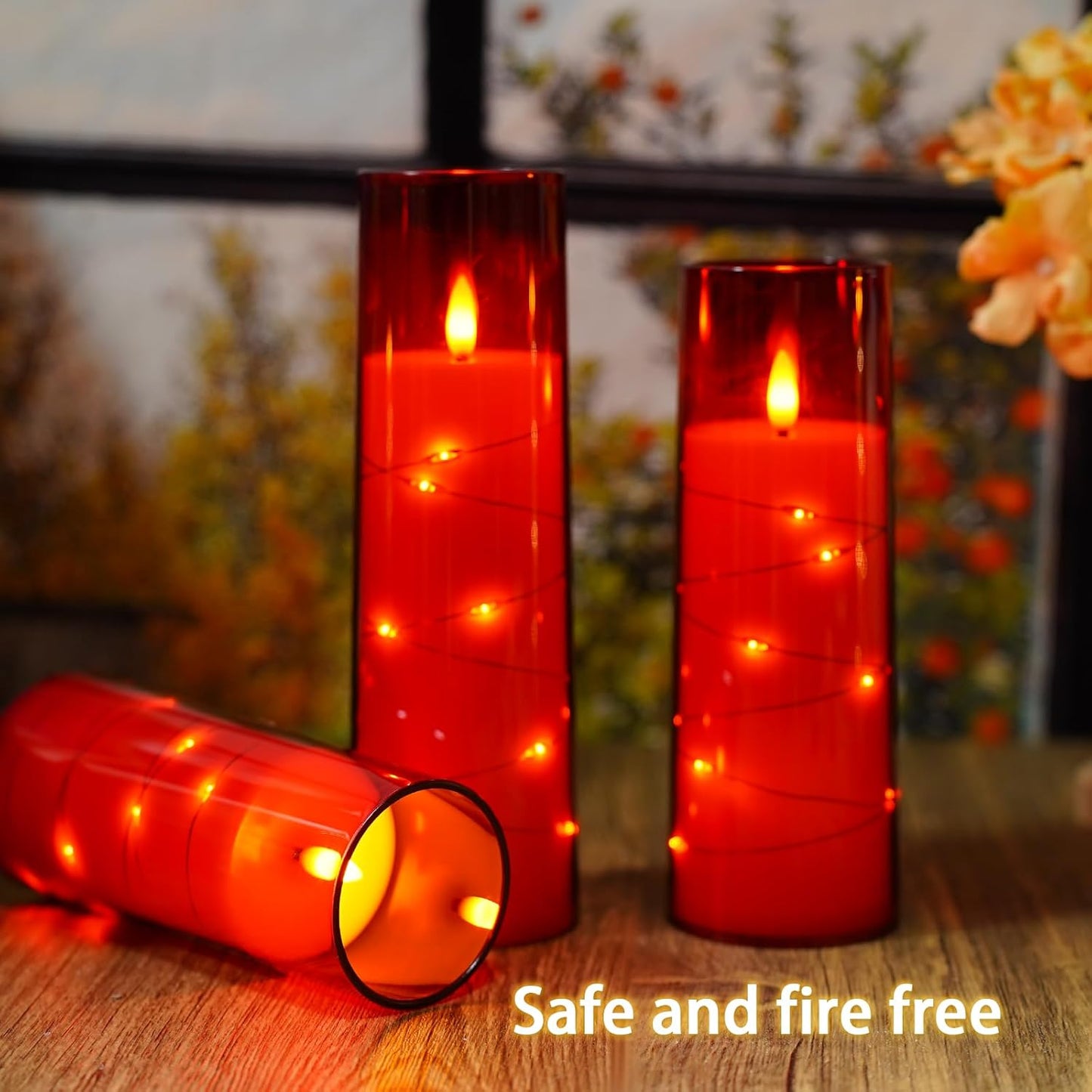 Flameless LED Pillar Candles Set - 9 Pcs White with Remote & Star String for Home Decor