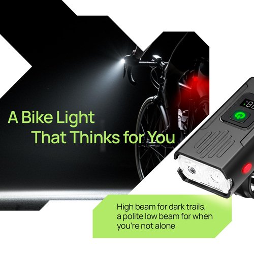 Smart Bike Lights Front and Back, R15 Kit, USB C Rechargeable with Auto Brake Sensing, 500 Lumen Waterproof Bicycle Headlight & Tail Light Set for Night Riding, Long Battery Life for Cycling Safety