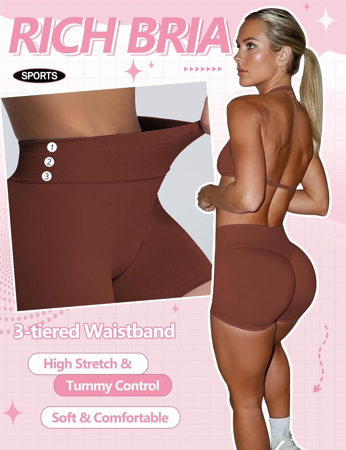 Skiennix Women's Workout Gym Shorts - 4.5" Seamless Tummy Control & Hidden Scrunch Butt Lift