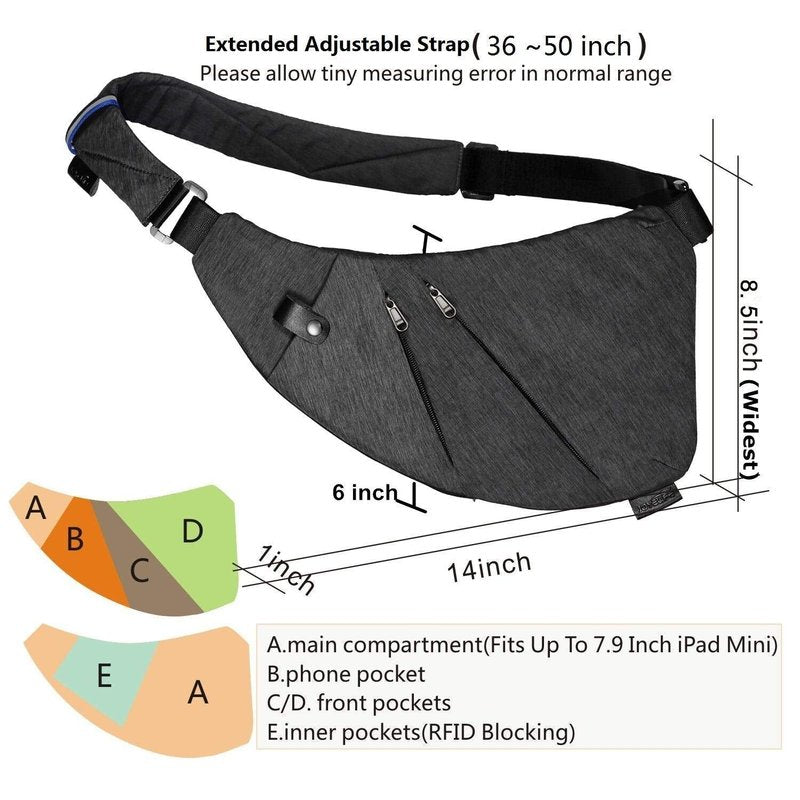 TOPNICE Anti Theft Crossbody Bags Personal Pocket Travel Bag Cross Body Multi Pocket Small Sling Bag for Women Men