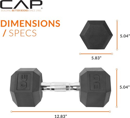 CAP Barbell Coated Hex Dumbbell Weights - Durable Design | Available in 10-120 lbs Options