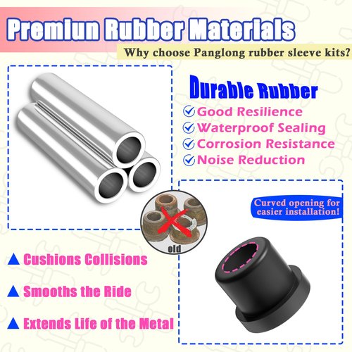 Panglong EZGO TXT Leaf Spring Bushings Kit, Club Car Rear Leaf Spring Bushing and Sleeve Kit, for 1994-up EZGO TXT/Medalist and 1981-up Club Car DS, OEM# 70291-G01, 70289-G02, 1012303, 1015583