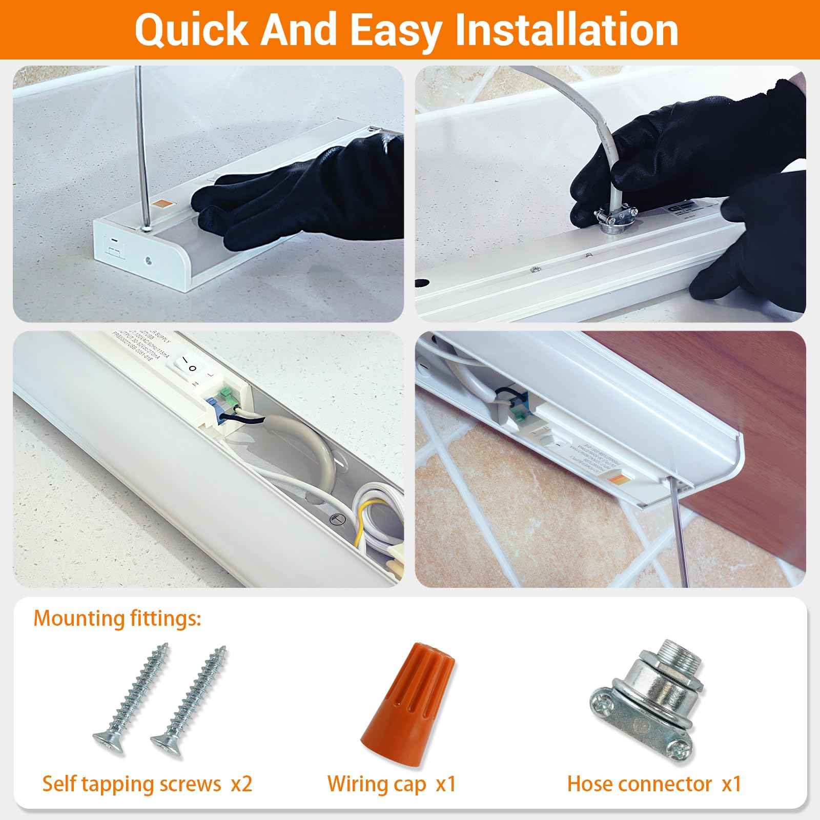 Dawnrise 24" Hardwired Under Cabinet Light (2 Pack), Linkable,1270 Lumens, 3 Color Selectable, Brightness Adjustable, Under Counter Lights for Kitchen, Wide Luminous Surface, White Finish, Metal Base