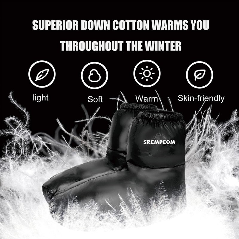 [Upgraded] Ultralight Camping Down Booties Warm Socks Sleeping Sock for Men & Women,Water-Resistant Warm Soft Cozy for Camp Sleeping Bag Backpacking Tent Down Booties Foot Warmer,Black
