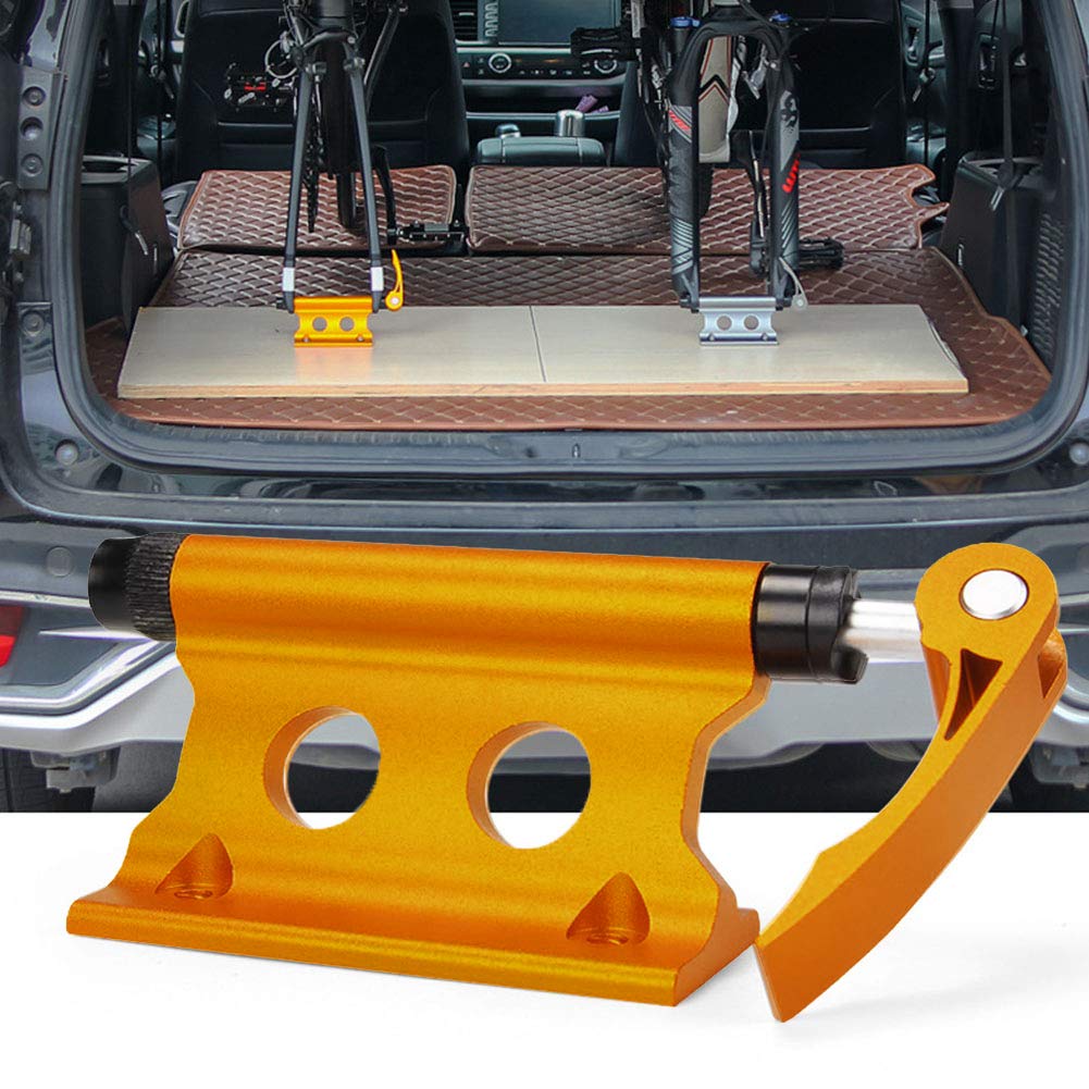 Bike Block Fork Mount w/Quick-Release Lever, Aluminum Alloy Bicycle Front Fork Fixed Clip Luggage Rack for Truck Bed/Trailer/Van, Vertical or Horizontal Mounted (Yellow)