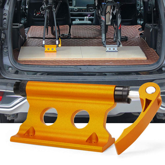 Bike Block Fork Mount w/Quick-Release Lever, Aluminum Alloy Bicycle Front Fork Fixed Clip Luggage Rack for Truck Bed/Trailer/Van, Vertical or Horizontal Mounted (Yellow)