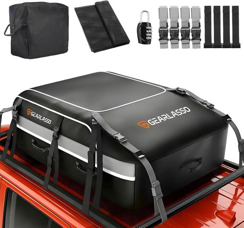 Car Roof Bag - 21 Cubic Feet Waterproof Cargo Bag for SUVs & Vans | Heavy-Duty PVC, Universal Fit