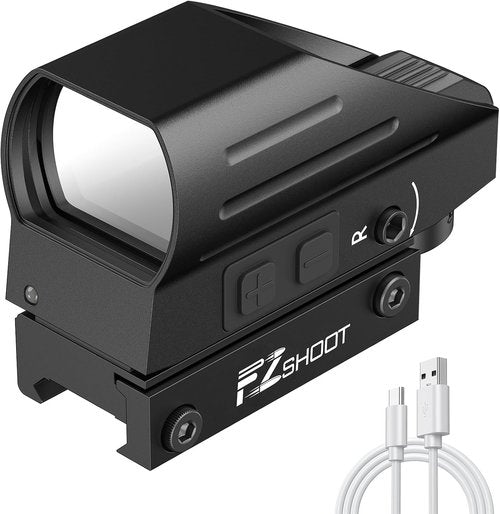 EZshoot Red/Green Dot Reflex Sight - Rechargeable Optic Scope with Multiple Reticles & 20mm Picatinny Rail Mount
