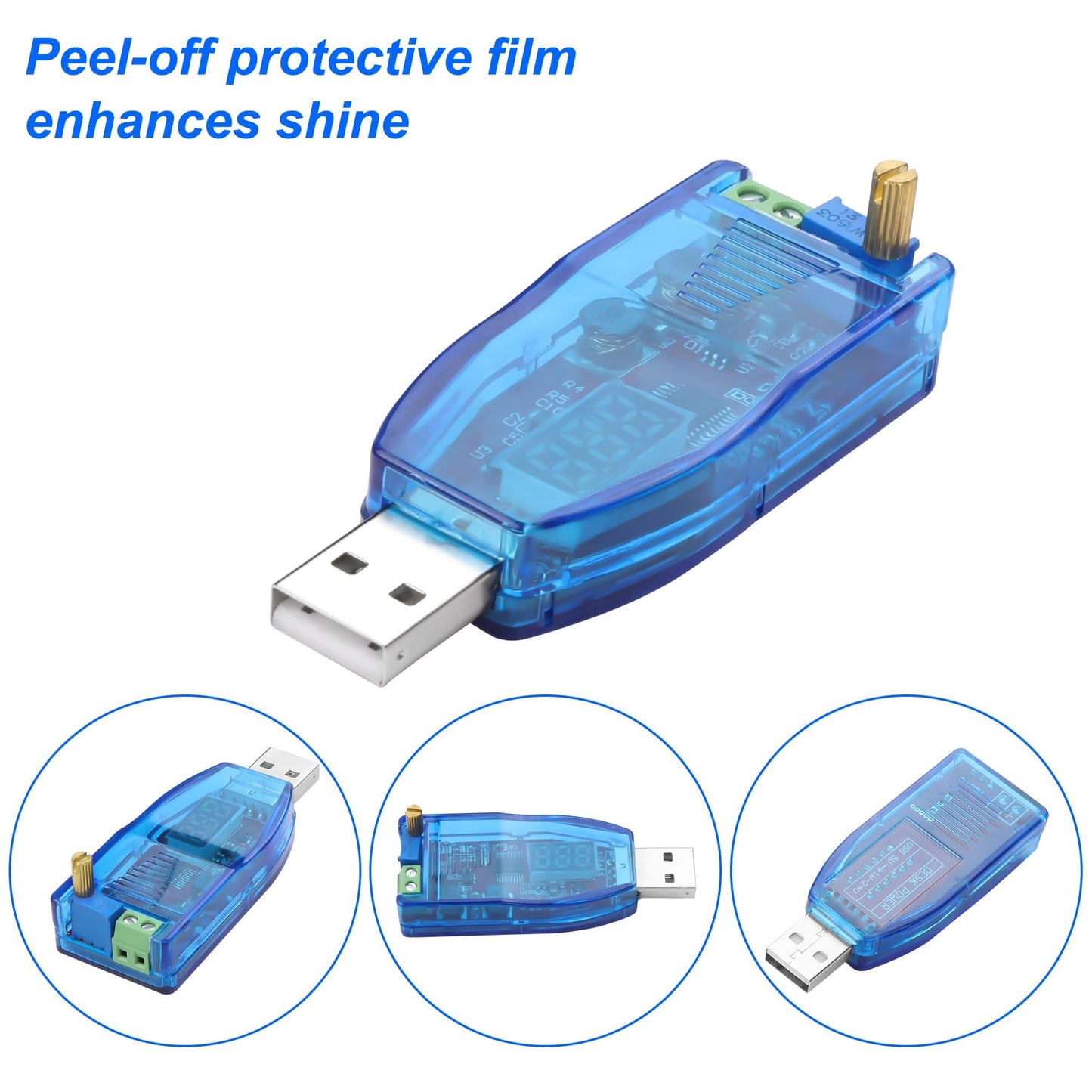 XMSJSIY DC - DC USB Buck Boost Converter Voltage Regulator 5V to 1.8V 3.3V 5V 9V 12V 24V Adjust Step Up Step Down Power Supply Module Max 3W USB Power Supply with LED Voltmeter