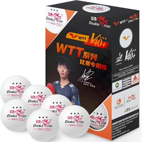DOUBLE FISH 3-Star Ping Pong Balls - ITTF Approved White Table Tennis Balls | 40+ ABS for Training & Competition