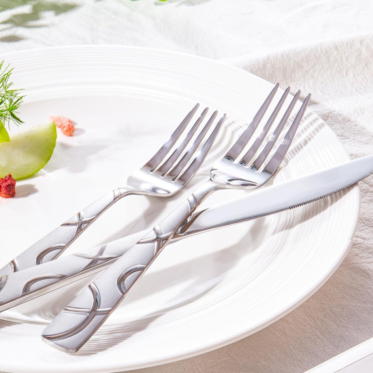 HIKAA Gift Wrap Silverware Set Stainless Steel Flatware Set for Gift, Cutlery Set for Present (40, Flower)