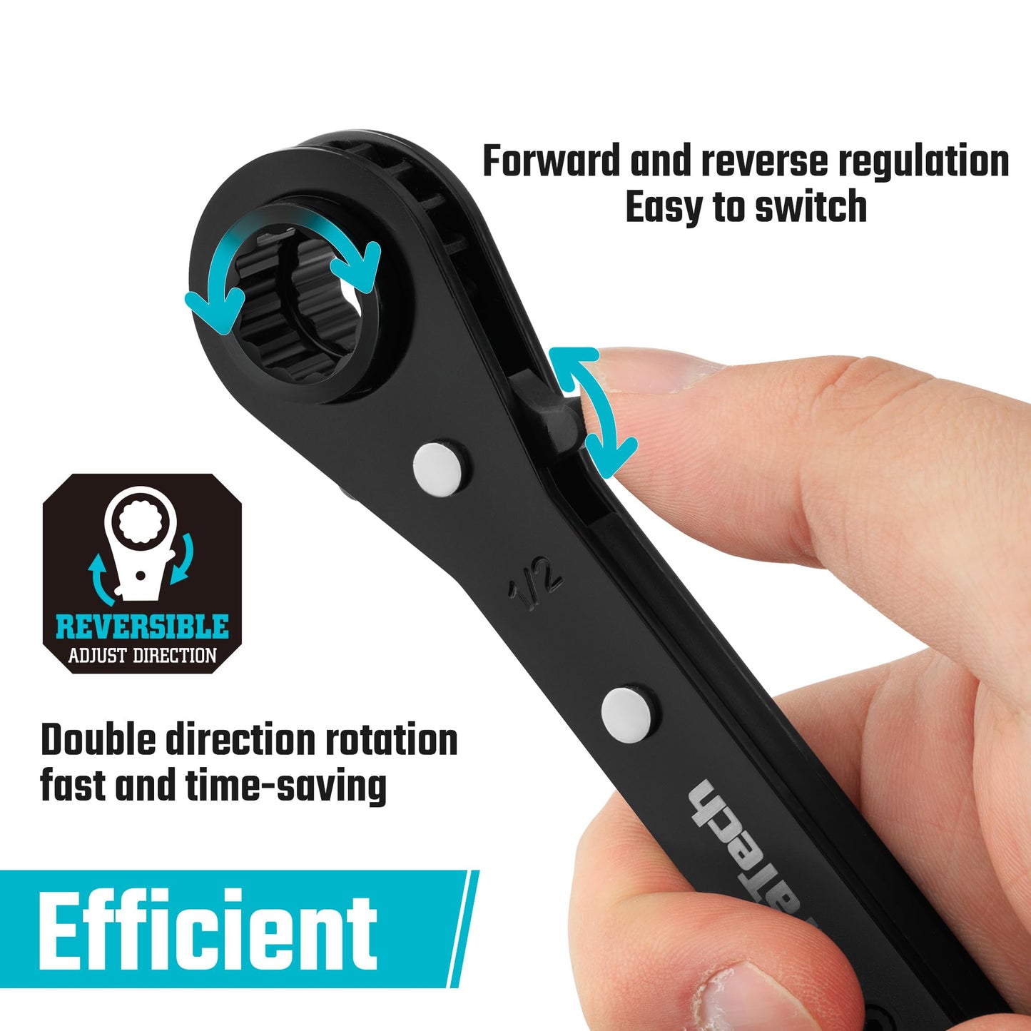 DURATECH 4-in-1 Reversible Ratcheting Wrench Set, Double Box End Wrench Set, 2-Piece, 5/16", 3/8", 7/16", 1/2", 9/16", 5/8", 11/16", 3/4", SAE