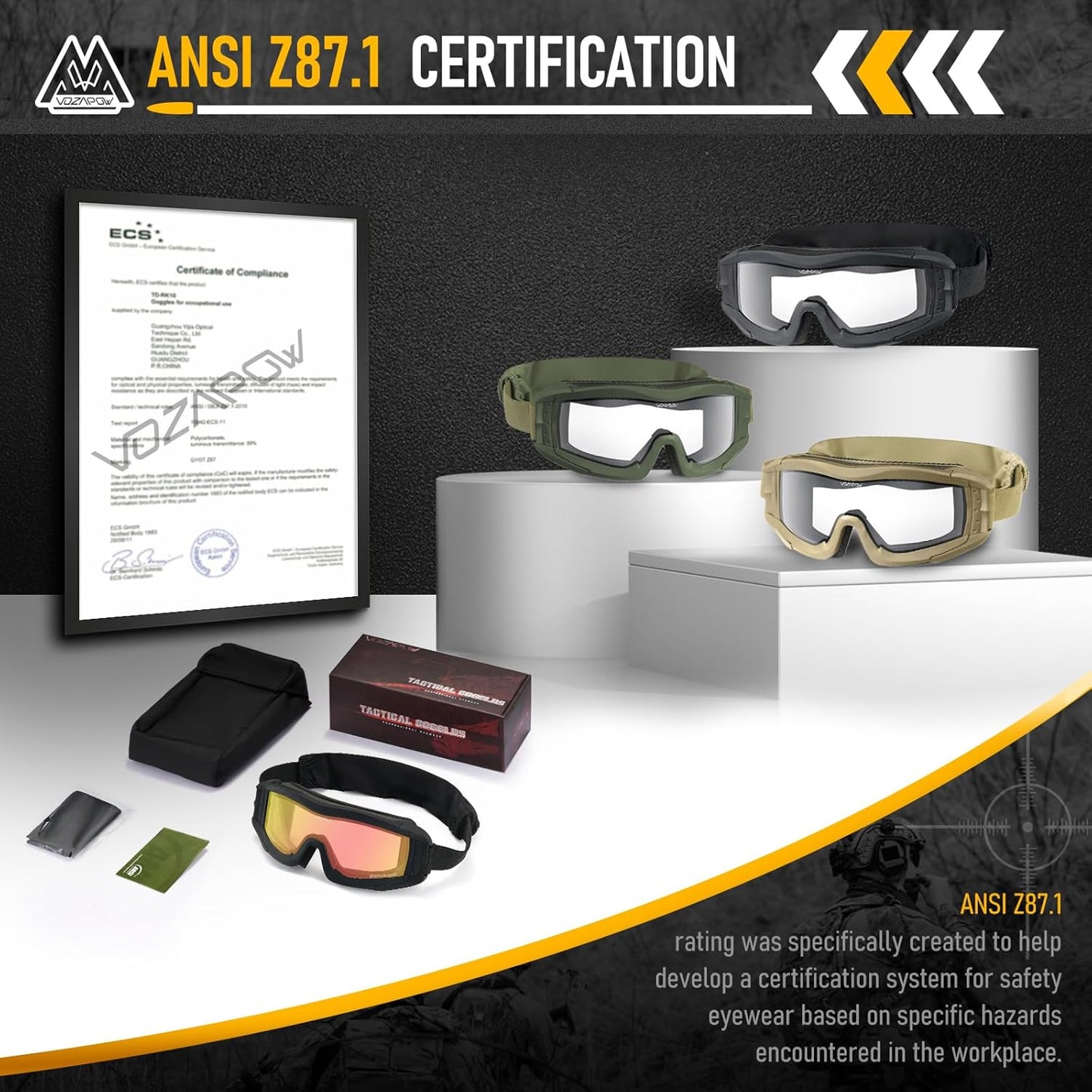 Skiennix Airsoft Goggles - Anti-Fog Safety Glasses | ANSI Z87.1 Certified Impact Resistance