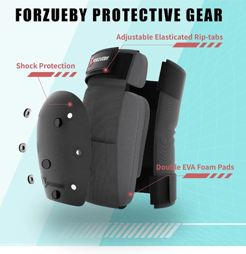 Forzueby Protective Gear Set - Adult & Kids Knee Pads, Elbow Pads, Wrist Guards | 6-in-1 for Skating & Scootering