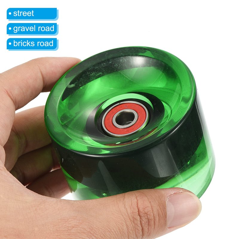 PATIKIL 70mm 78A Longboard Wheels with Red ABEC-9 Bearings, 4 Pack Soft Cruiser Wheels Street Wheels for Skateboards Skateboard Wheel PU, Clear Green