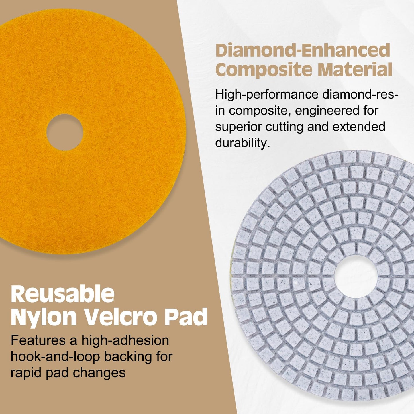 VISCOO 20 Pack 4 Inch Diamond Polishing Pads, Granite Polishing Pads Kit with 5/8''-11 Backer Pad, 50-6000 Grit Wet/Dry Polishing Pads for Marble, Concrete, Quartz, Stone, Tile with Wool Felt Pads