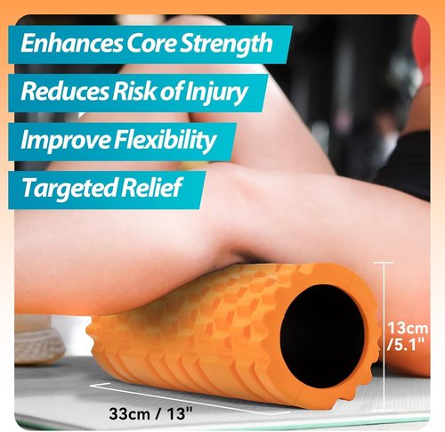 Krightlink Foam Roller - High Density 13" Patented Muscle Massage Tool | Relieves Pain & Improves Mobility (Orange)
