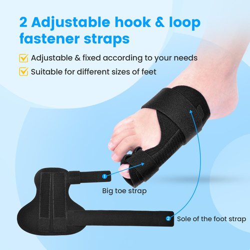 Broken Big Toe Splint Brace, Fracture Big Toe Protector for Dislocations, Injuries, Sprains, Support with 2 Stainless Steel Plate - Right