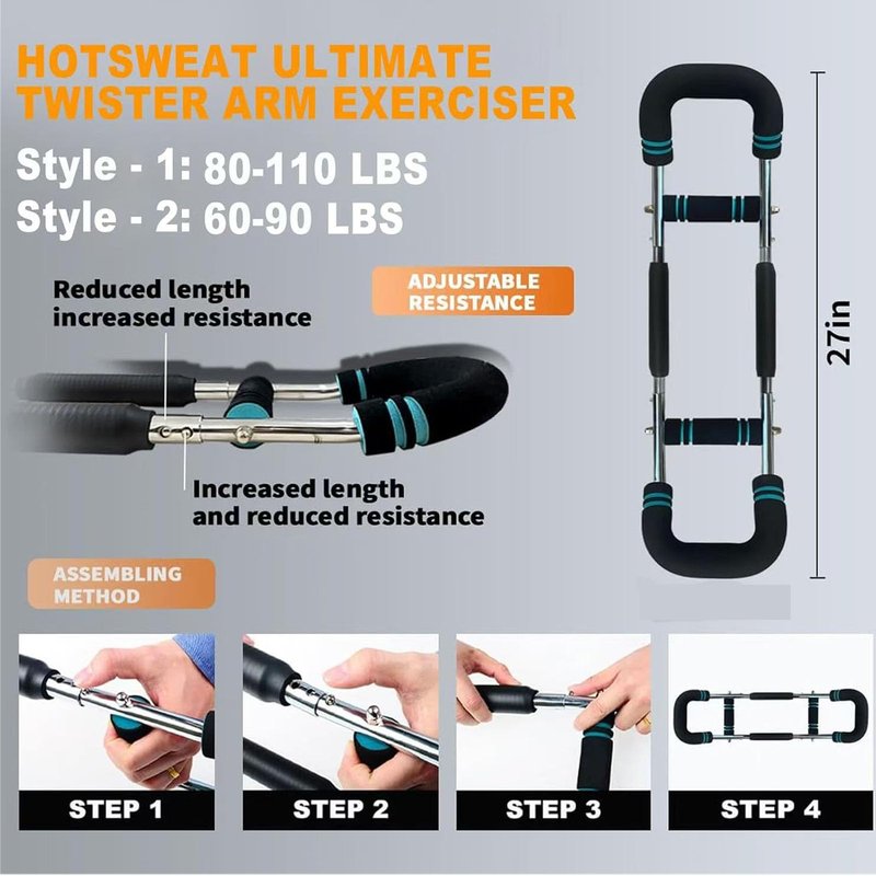 XINGJIEYUN Adjustable Resistance Twist Arm Trainer, Men's Chest, Shoulder, and Arm Exercise Equipment, Portable and Detachable Upper Limb Fitness Equipment Trainer