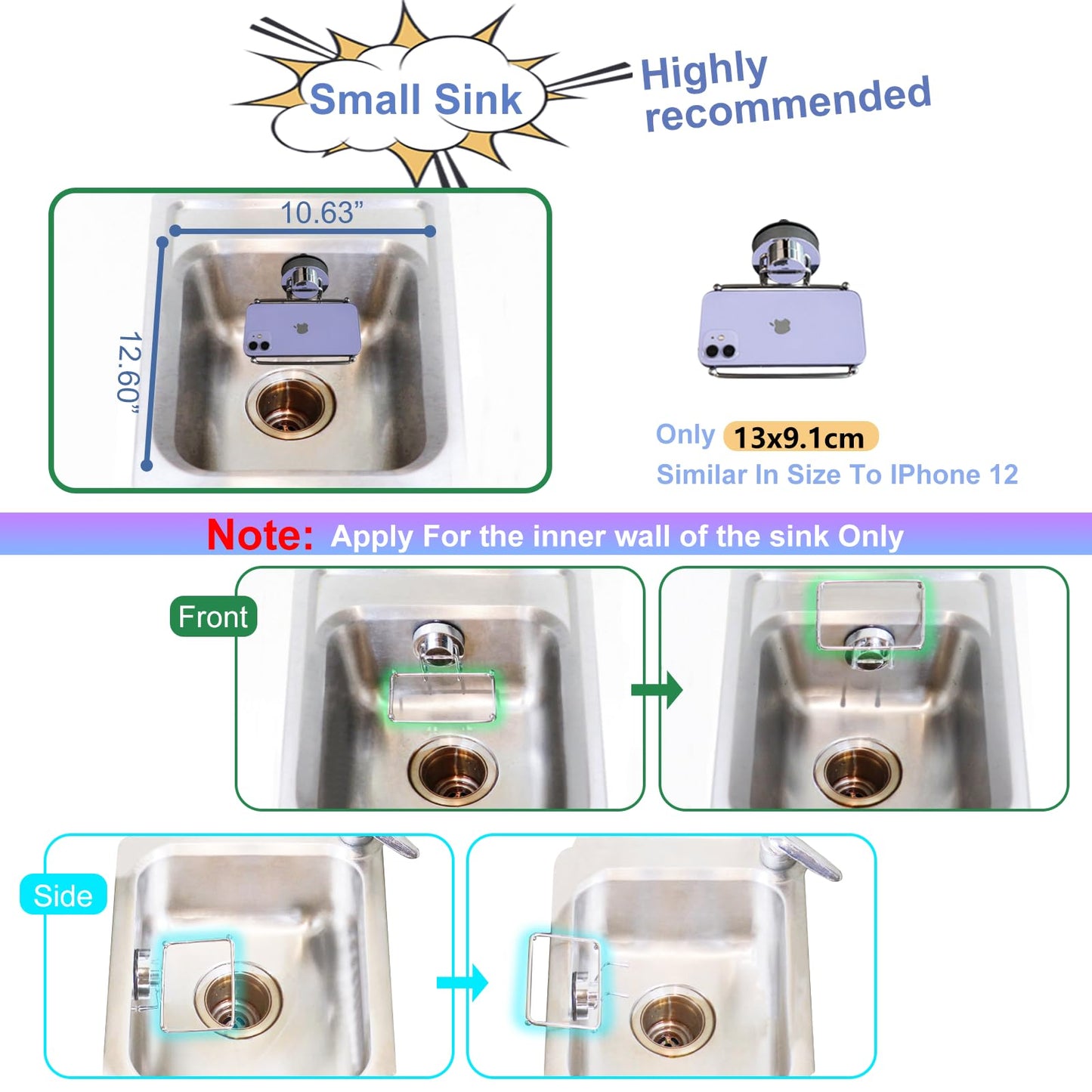 Mamakura Sink Drain Strainer Basket for Food Waste, Upgraded Strong Suction Kitchen Food Catcher Filter,stainless steel Sink Strainer for Small Sink