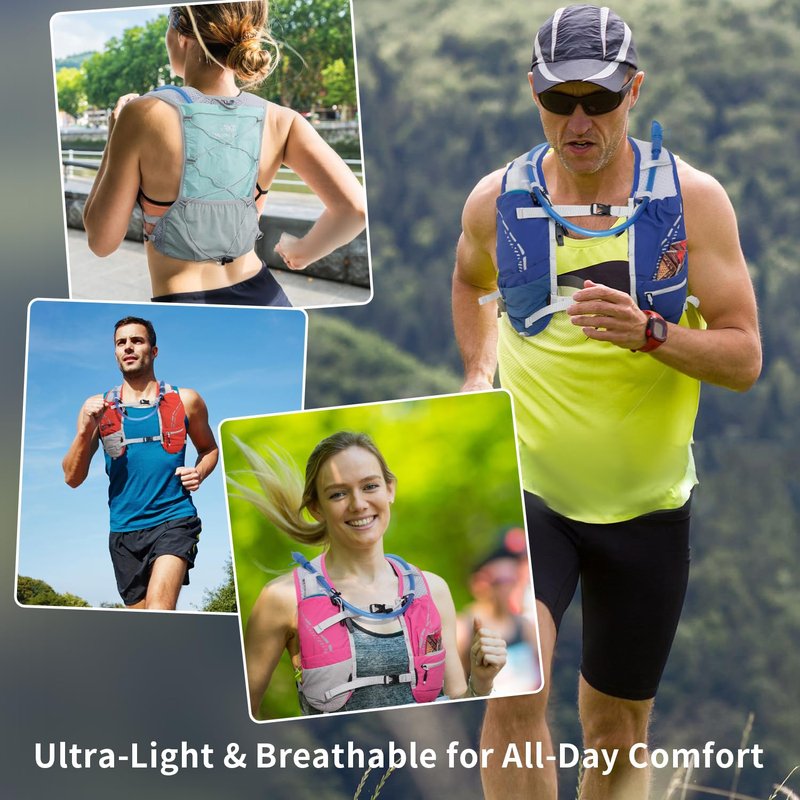 Lightweight Running Vest for Women and Men Hydration Backpack Pack with 1.5L Water Bladder Bag Running Gear Accessories for Hiking Trail Cycling Marathon (Hot Pink)