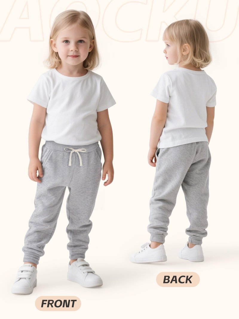 Aocku 3 Pack Toddler Sweatpants Cotton Baby Girls Joggers Toddler Girls Sweatpants with Pocket Drawstring