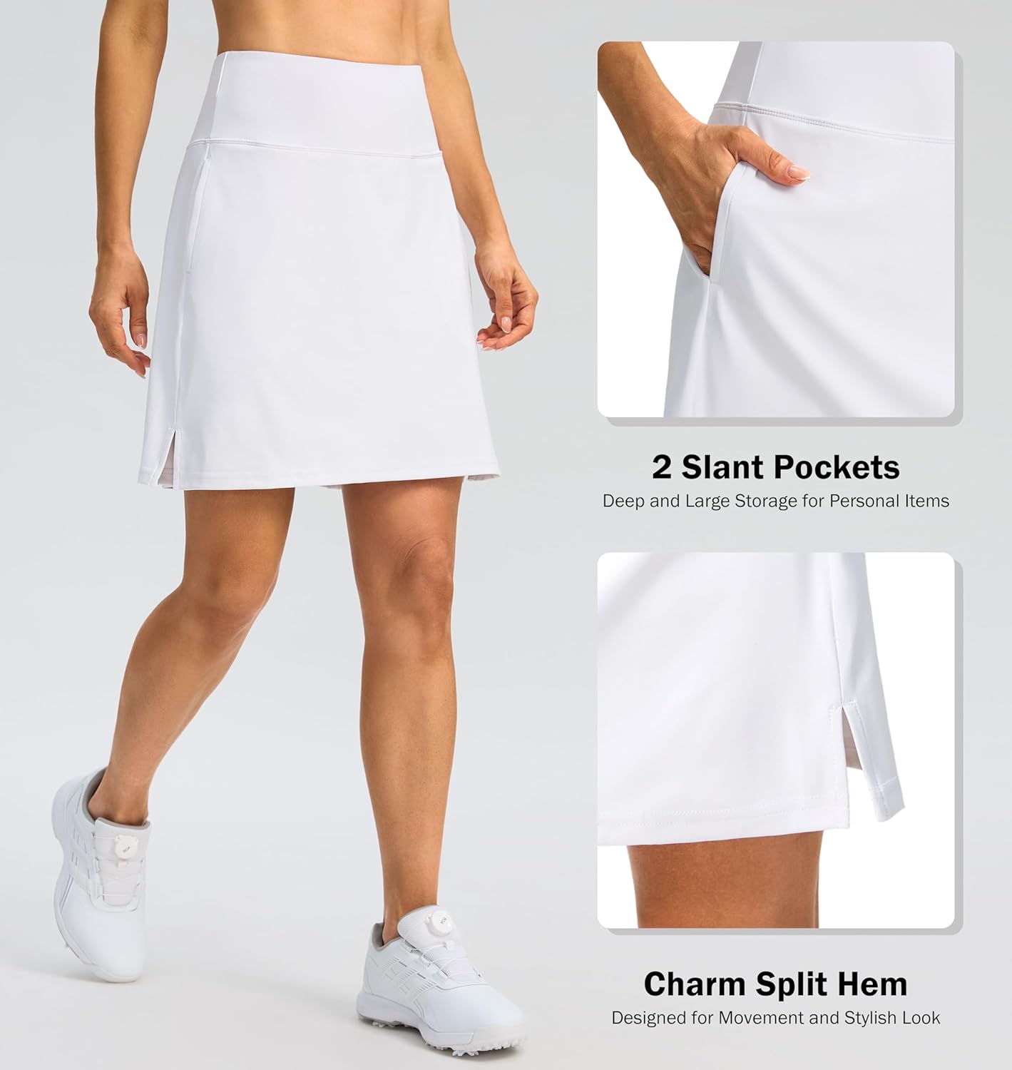 SANTINY Women's Athletic Skorts - High Waist Tennis Skirt with 3 Pockets for Summer Travel