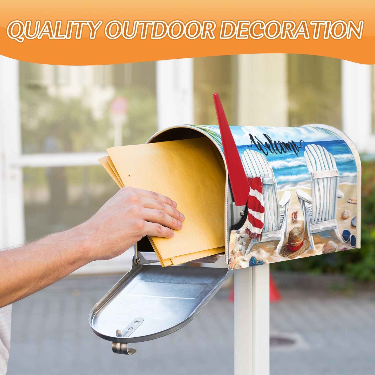 Blosssound 4 Pcs Mailbox Covers Standard Size 18 x 21 Inch Welcome Fall Spring Summer Winter Seasonal Magnetic Mailbox Covers Wraps for Holiday Garden Yard Outdoor Decor(Scarecrow)