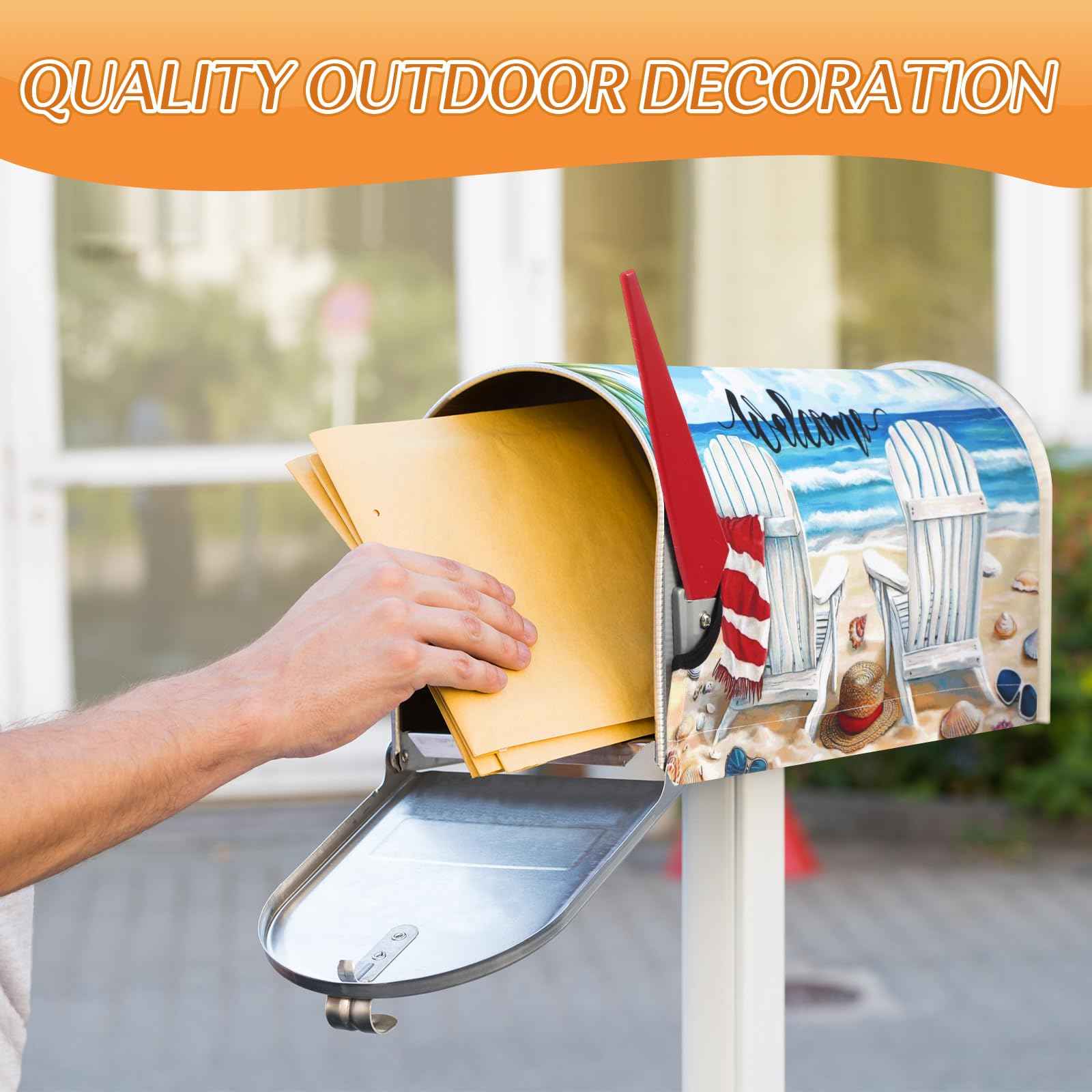 Blosssound 4 Pcs Mailbox Covers Standard Size 18 x 21 Inch Welcome Fall Spring Summer Winter Seasonal Magnetic Mailbox Covers Wraps for Holiday Garden Yard Outdoor Decor(Scarecrow)