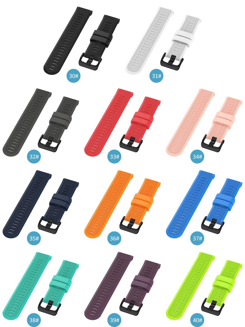 Watchband Compatible with Garmin Forerunner 945 and 935 Replacement Band - Black Silicone Strap (30#)