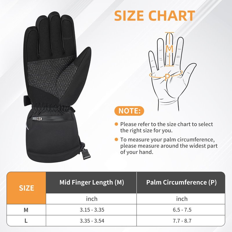 Rechargeable Heated Gloves for Men Women, Waterproof Touchscreen Winter Hand Warmer Heated Work Gloves for Cold Weather Motorcycle, Hunting, Hiking, Ski - Battery Powered Electric Thermal Warming, M