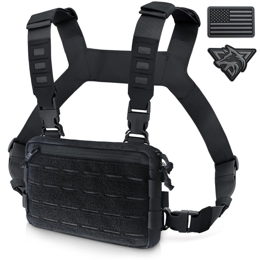 WYNEX Tactical Chest Rig Pack for Men, Running Chest Bag with Front Loop Airsoft Recon Chest Rigs for Hunting Outdoor EDC Combat Patch Included
